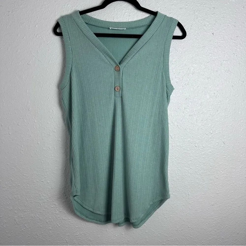 BomBom Sleeveless Ribbed Top in Mint Green Size Small